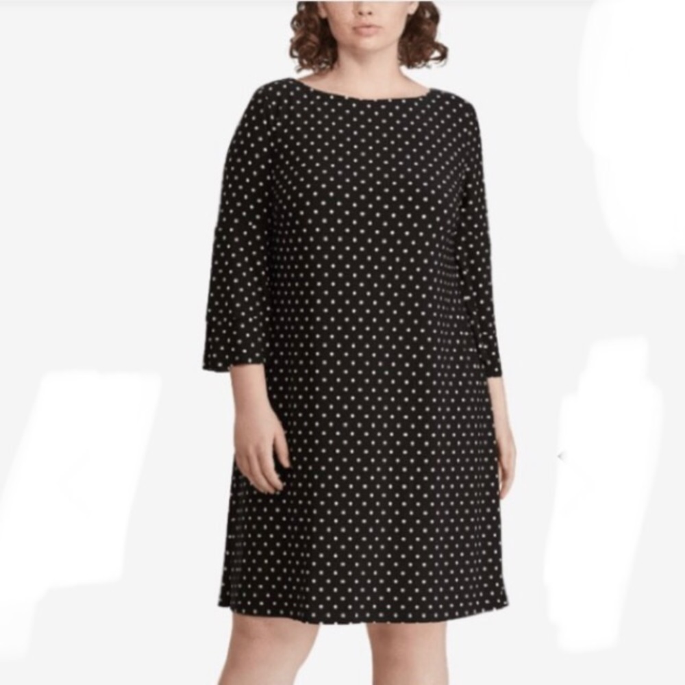 NWT LAUREN RALPH LAUREN Polka-Dot Ruffle-Sleeve Dr